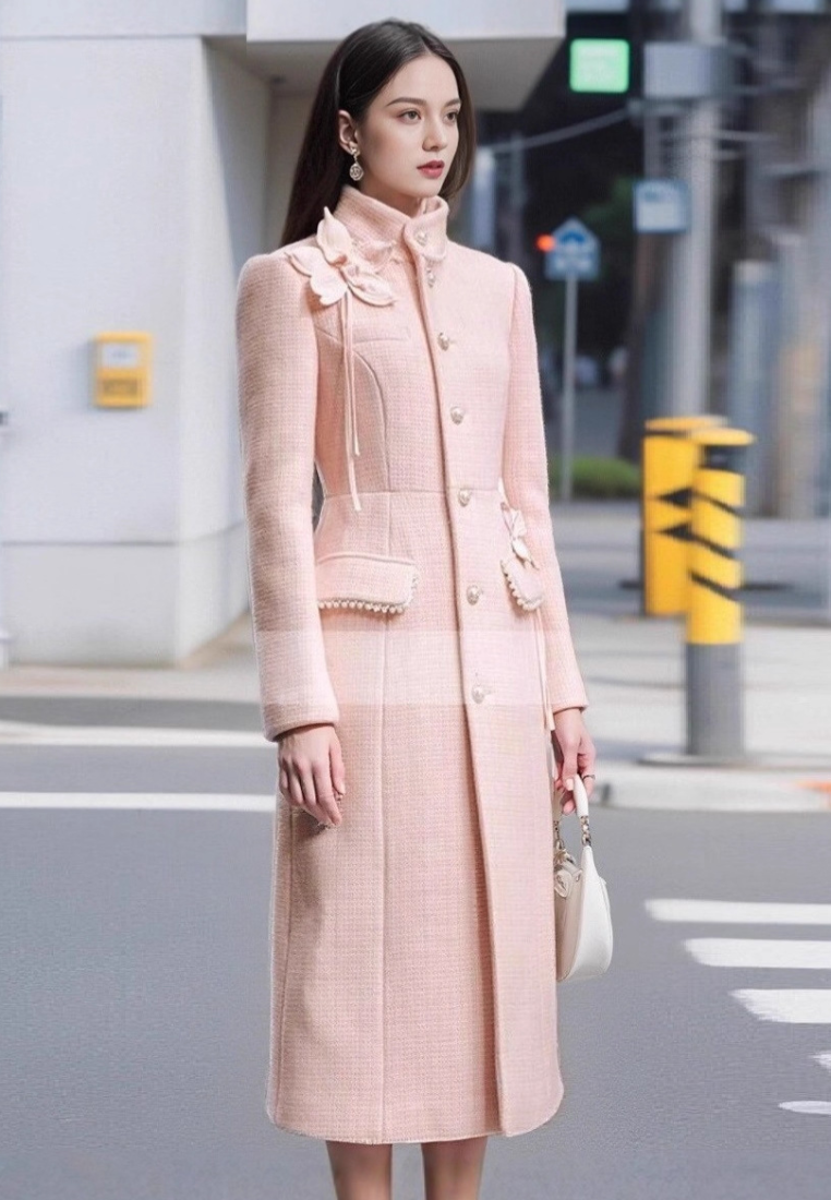 New Elegant floral design long wool coat K25121202