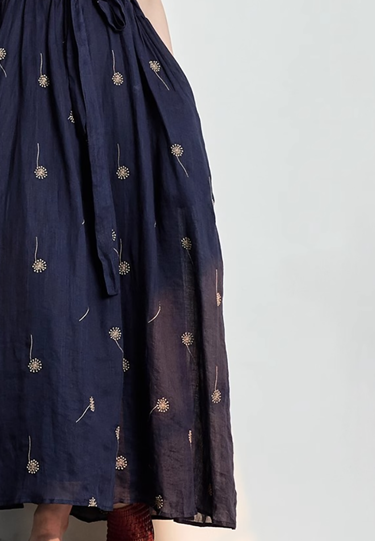 Summer new cotton and linen print dress CA25070924BL