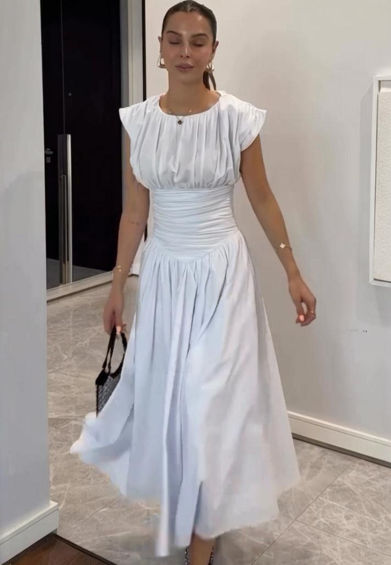 French-style pure desire fitted waist short-sleeved dress CA25091424W