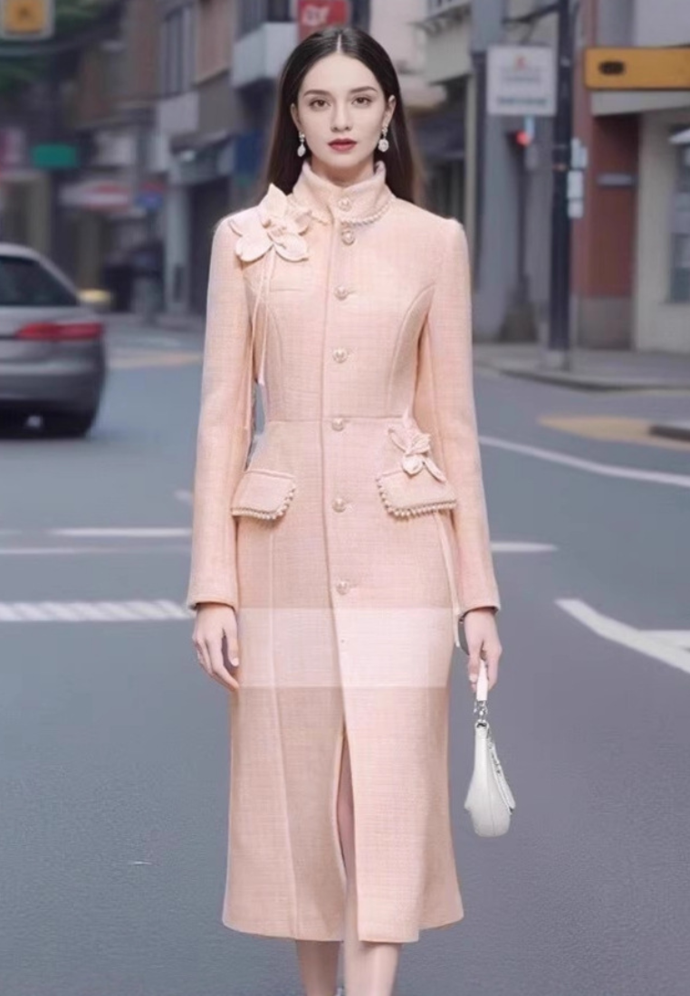 New Elegant floral design long wool coat K25121202