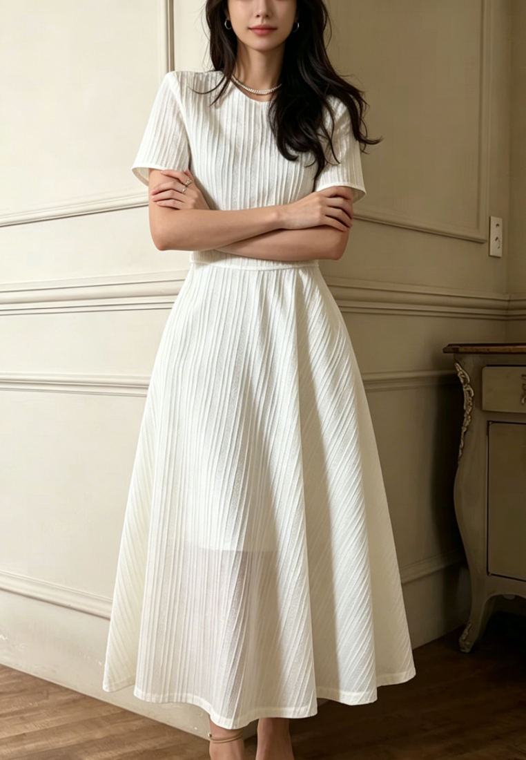 Elegant Style Short Sleeve Two-Piece Midi Dress Set Multi Color K26042906