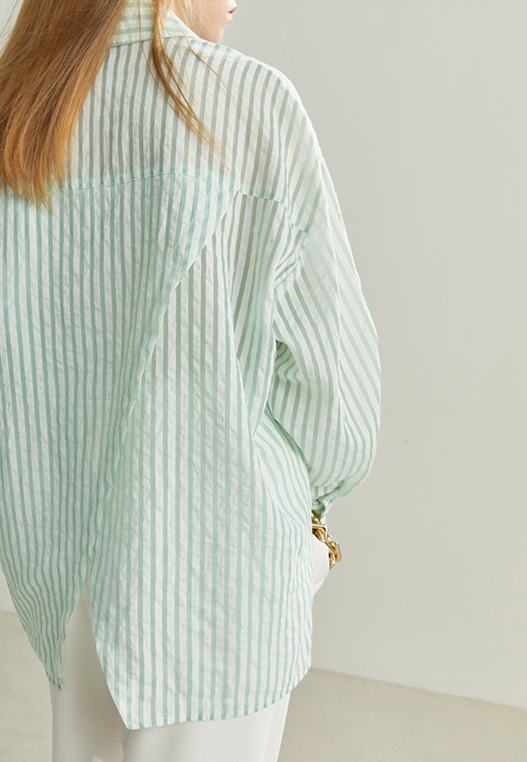 Fashion new textured striped sun protection shirt CA120424GR