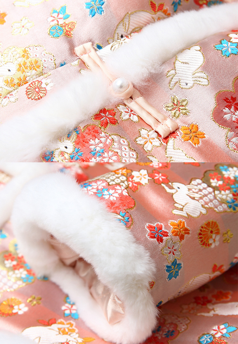 Fashion new jacquard rabbit fur quilted fur collar jacket CA122724