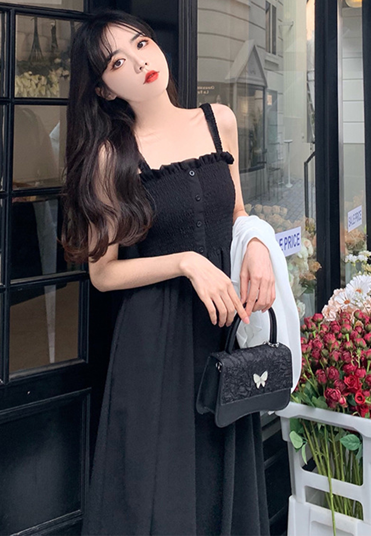 French vintage high-waisted maxi dress two-piece set CA24030724