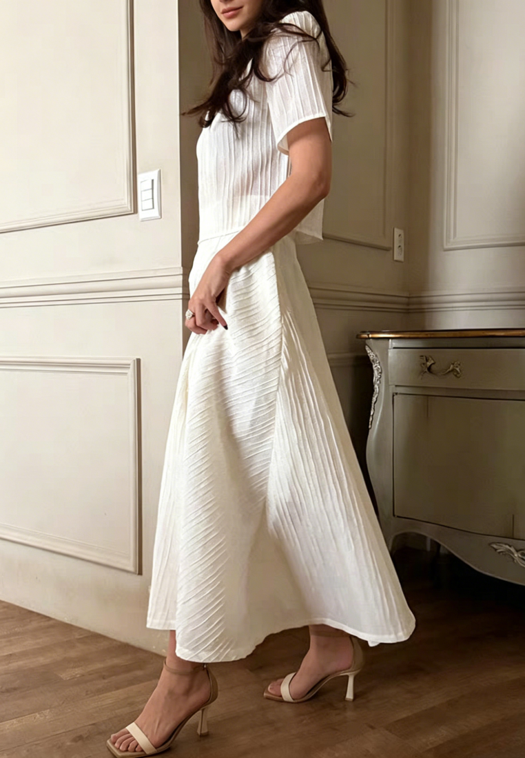 Elegant Style Short Sleeve Two-Piece Midi Dress Set Multi Color K26042906