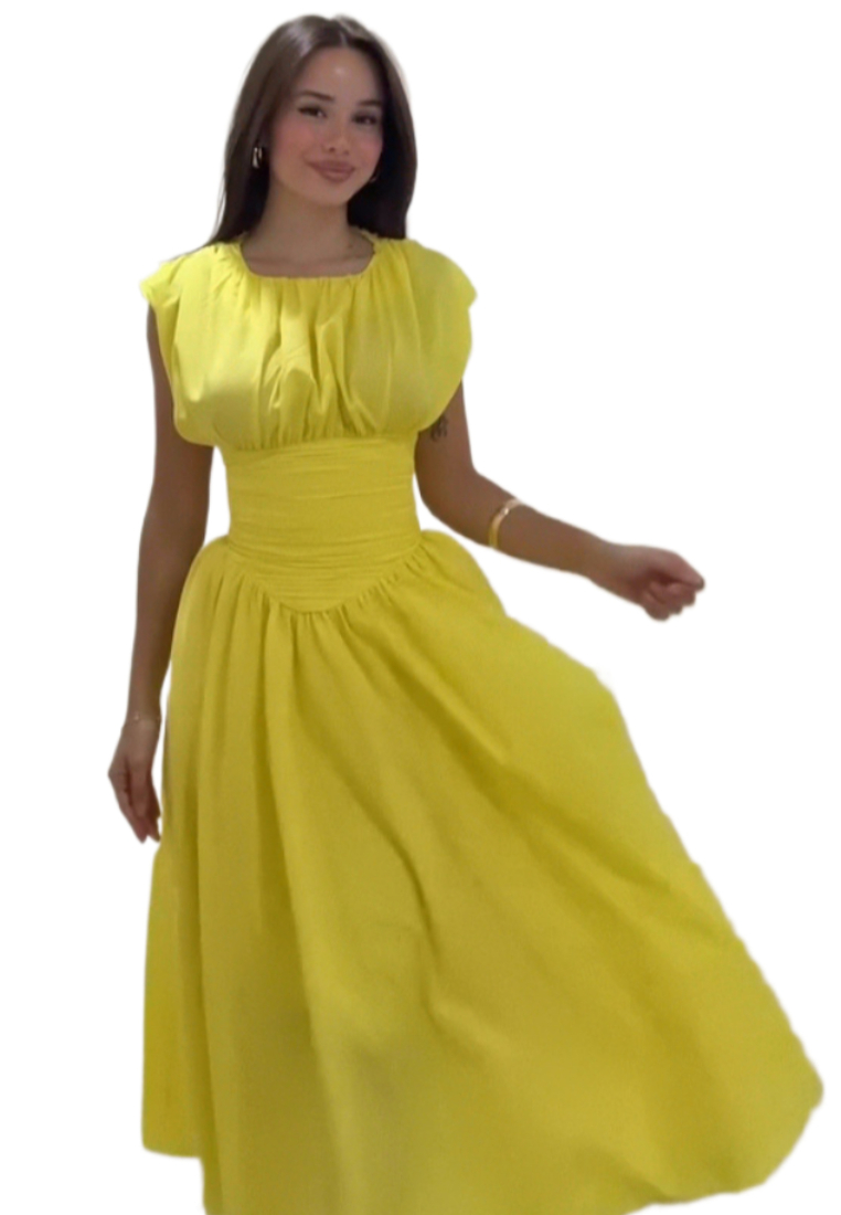 French-style pure desire fitted waist short-sleeved dress CA25091424W