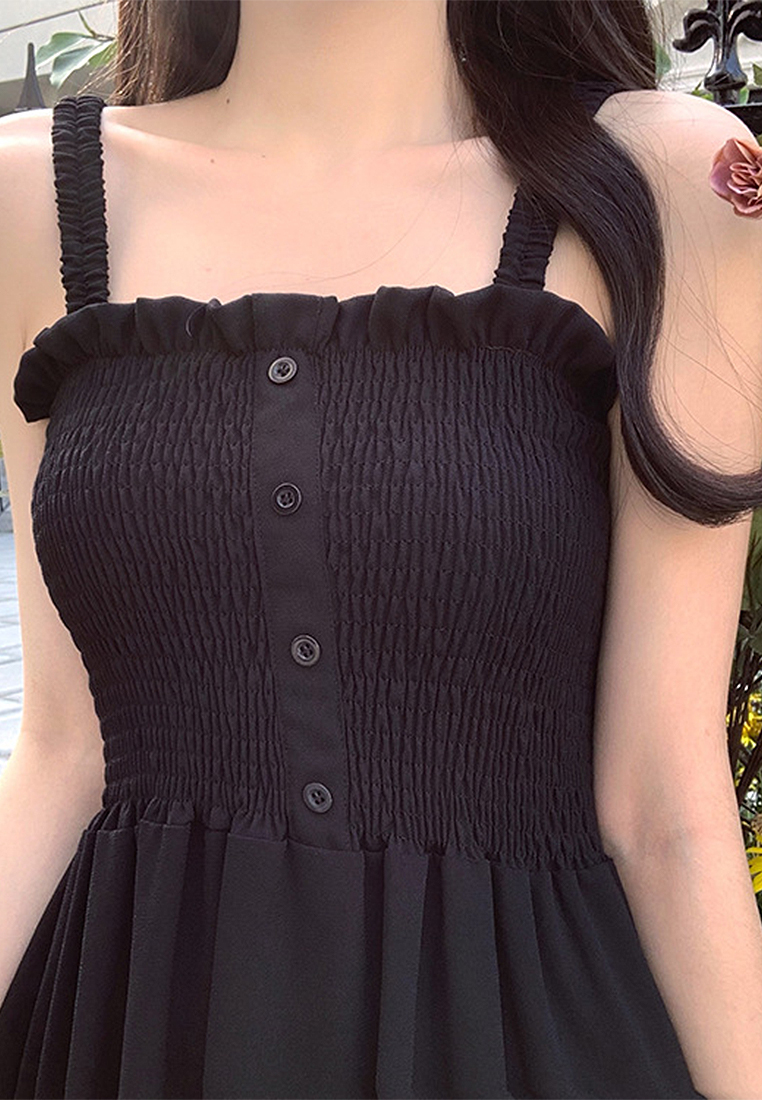 French vintage high-waisted maxi dress two-piece set CA24030724