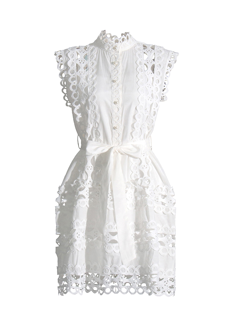 2024 Summer Round Neck Sleeveless Lace Dress CA24032624W