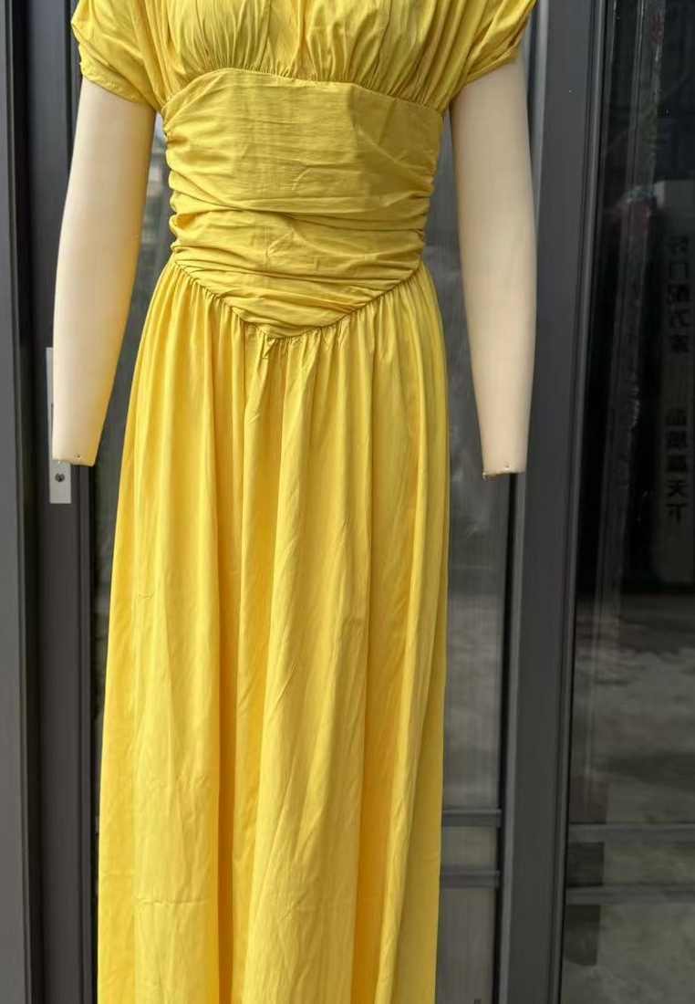 French-style pure desire fitted waist short-sleeved dress CA25091424W