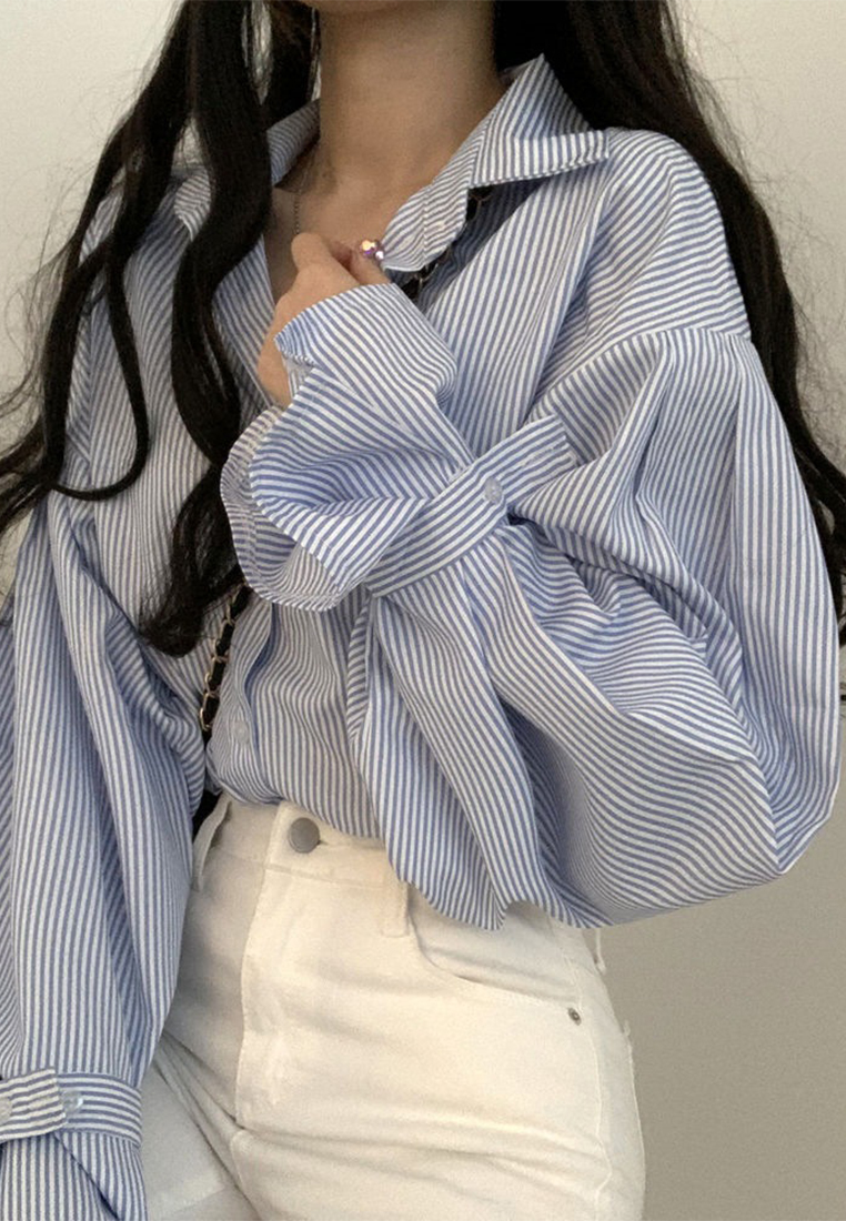 New striped minimalist long sleeved top CA241128124BK