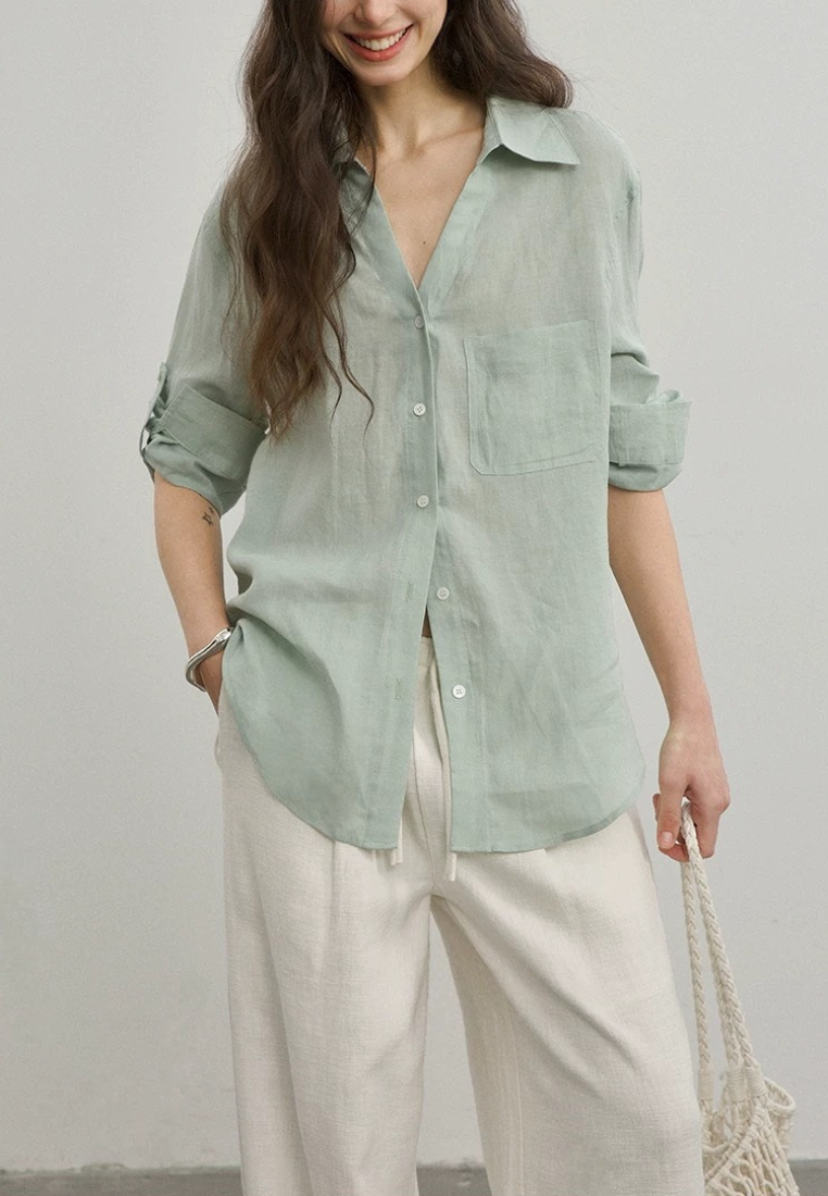 Loose and simple sun-protective long-sleeved top CA25091924W