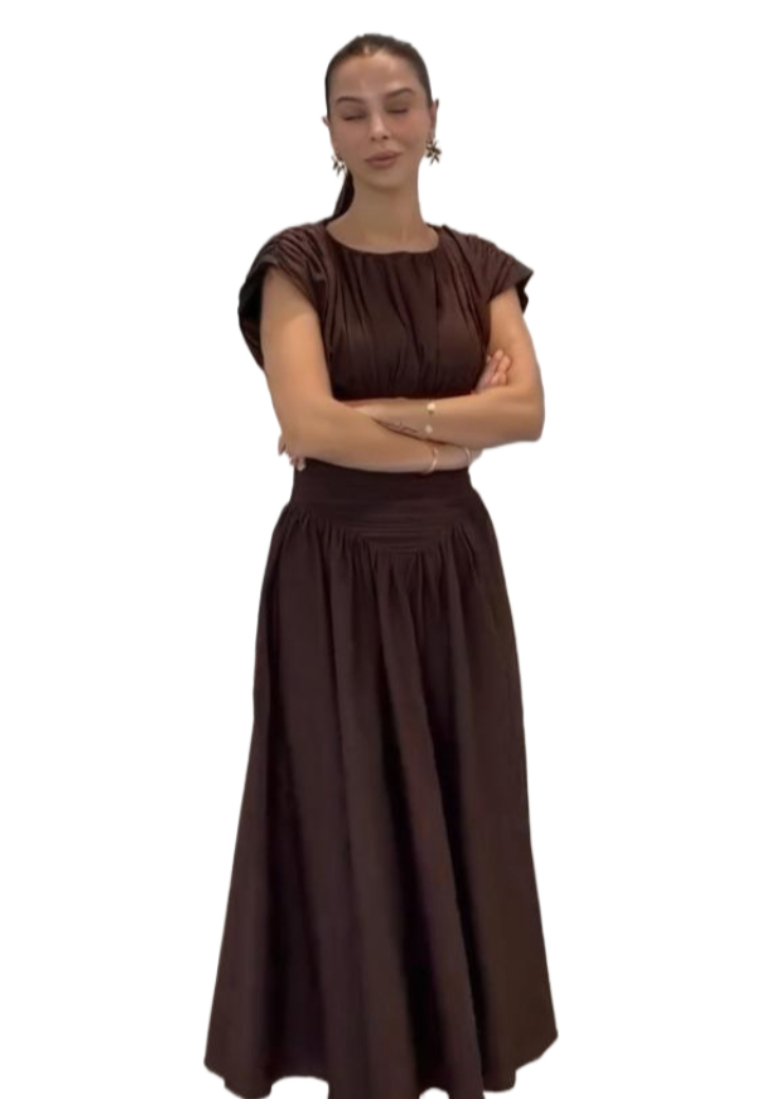 French-style pure desire fitted waist short-sleeved dress CA25091424W