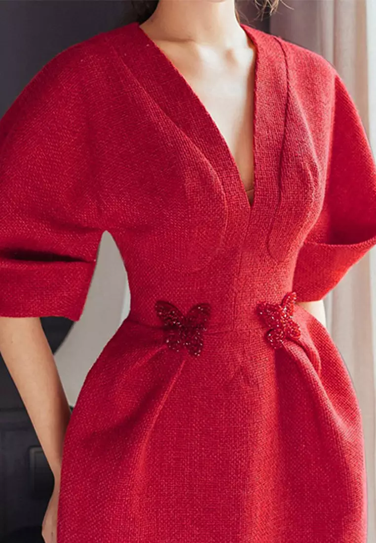 2024 Elegant Red Temperament Dress CA24102511RD