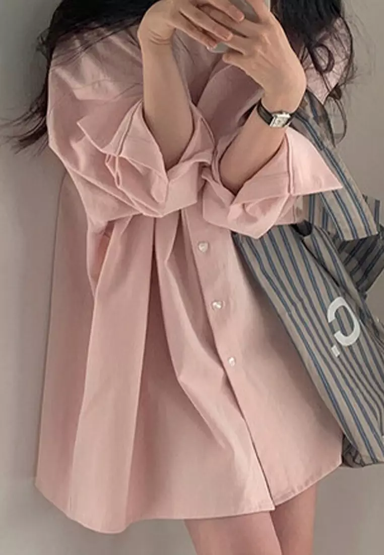 Autumn New Korean Loose Medium to Long Shirt CA24092517W