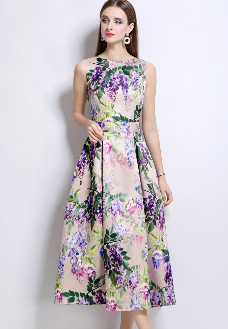 New printed waist dress CA25070925PU