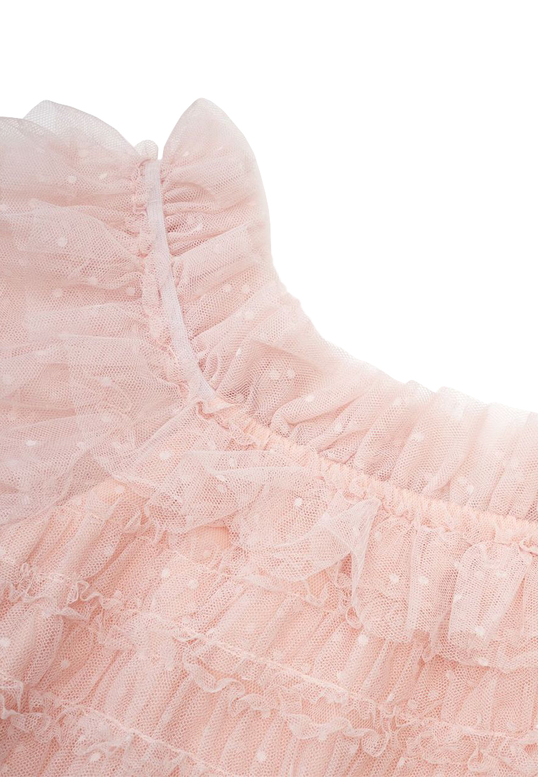 bare shoulders Mesh Chiffon Solid Color Maxi Dress CA090825BK