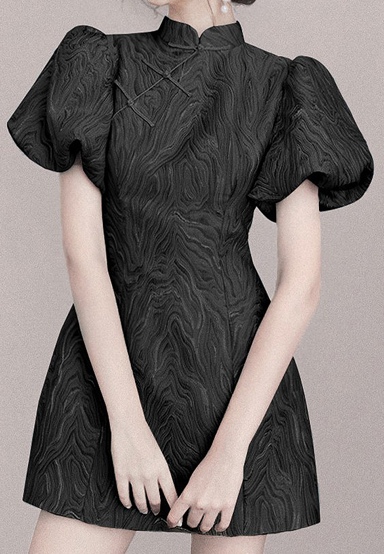 Cheongsam modified short-sleeved dress A021925BL
