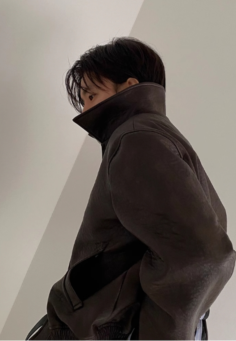 2024 Vintage short leather jacket CA24090325BW