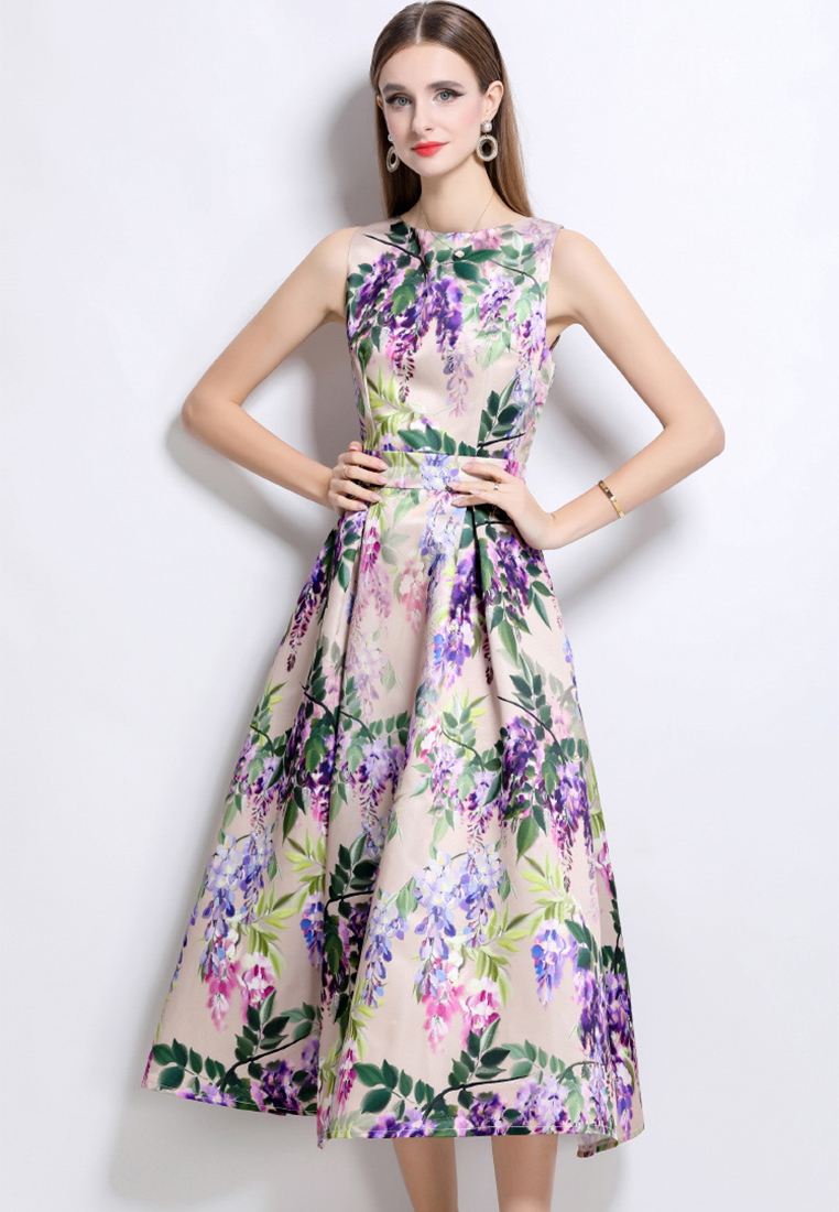 New printed waist dress CA25070925PU
