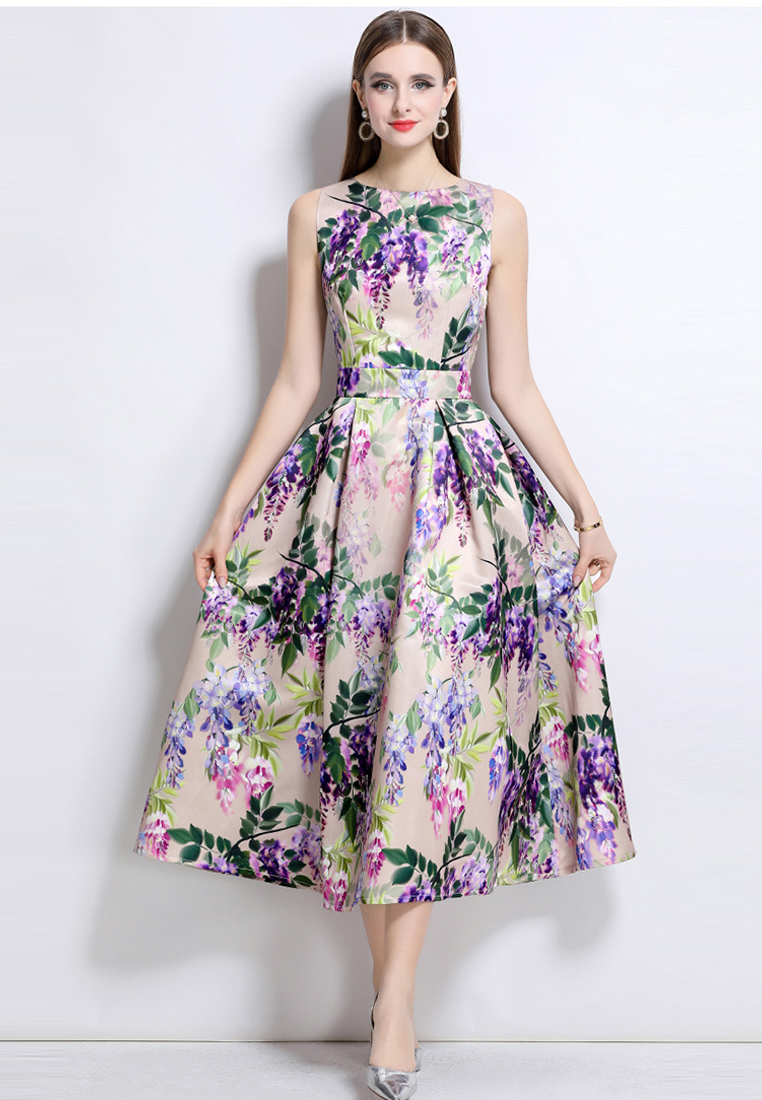 New printed waist dress CA25070925PU