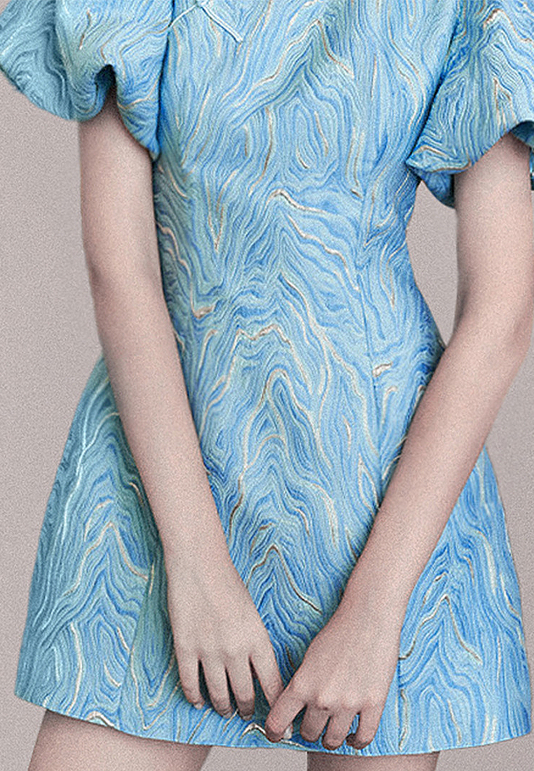 Cheongsam modified short-sleeved dress A021925BL