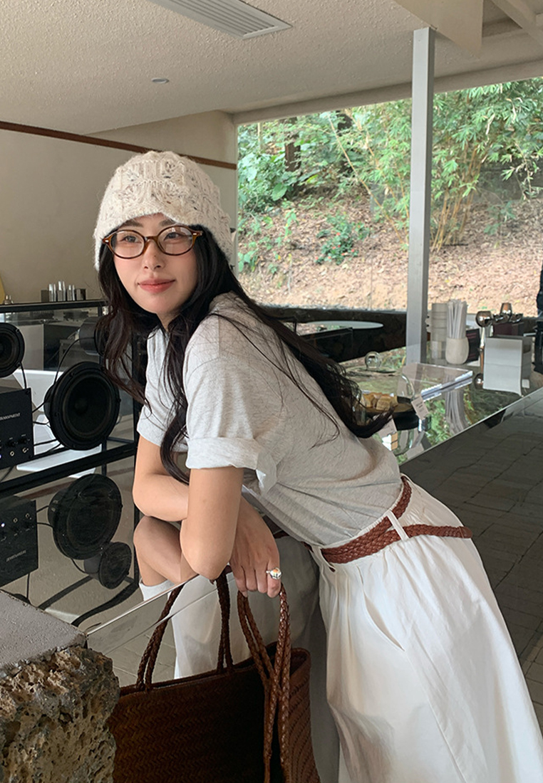 Spring and Summer Korean Style Dog Print T-shirt CA25042925GY