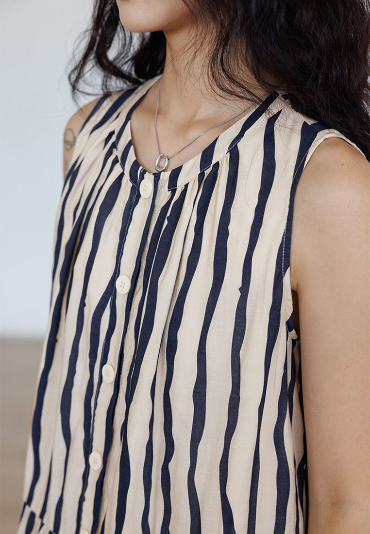 Summer new round neck striped vest dress CA25070925MT