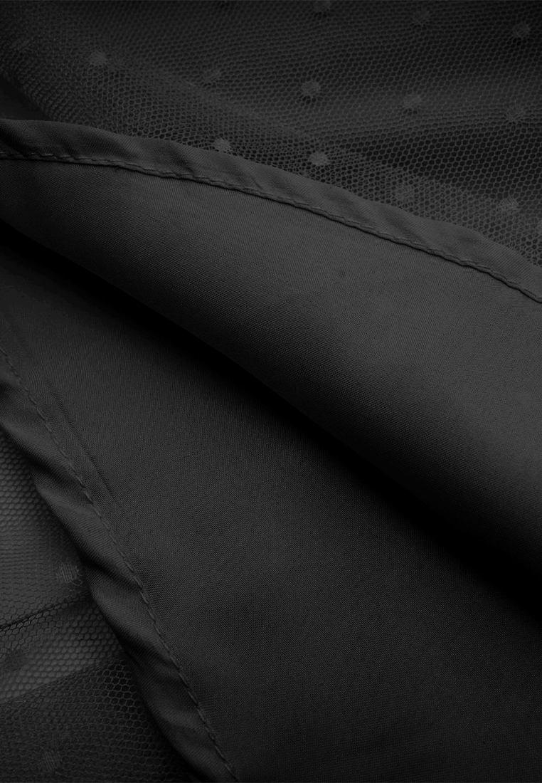 bare shoulders Mesh Chiffon Solid Color Maxi Dress CA090825BK