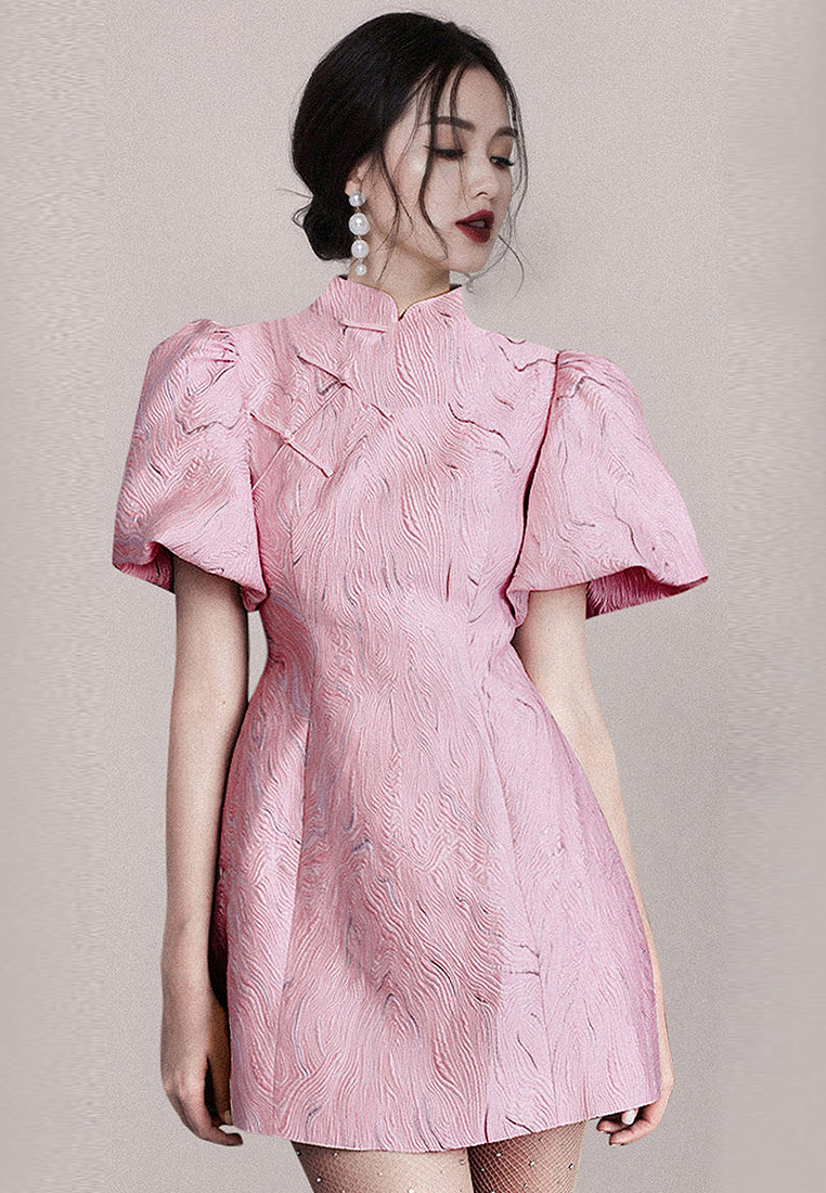 Cheongsam modified short-sleeved dress A021925BL