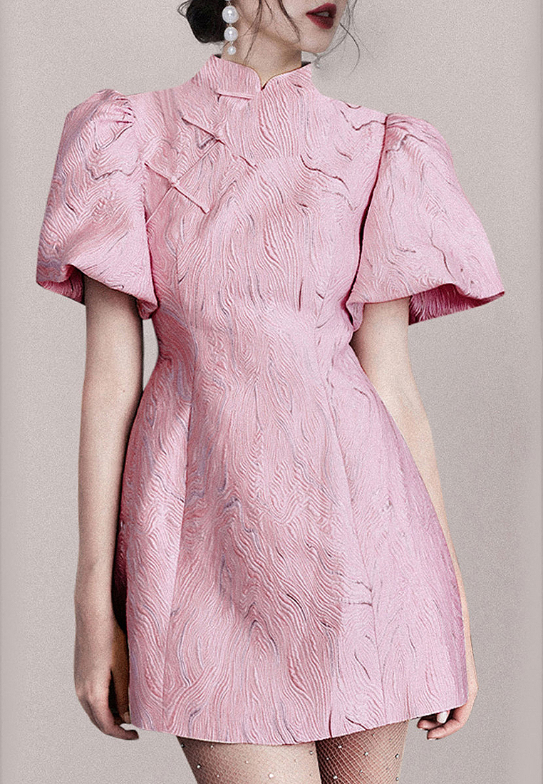 Cheongsam modified short-sleeved dress A021925BL