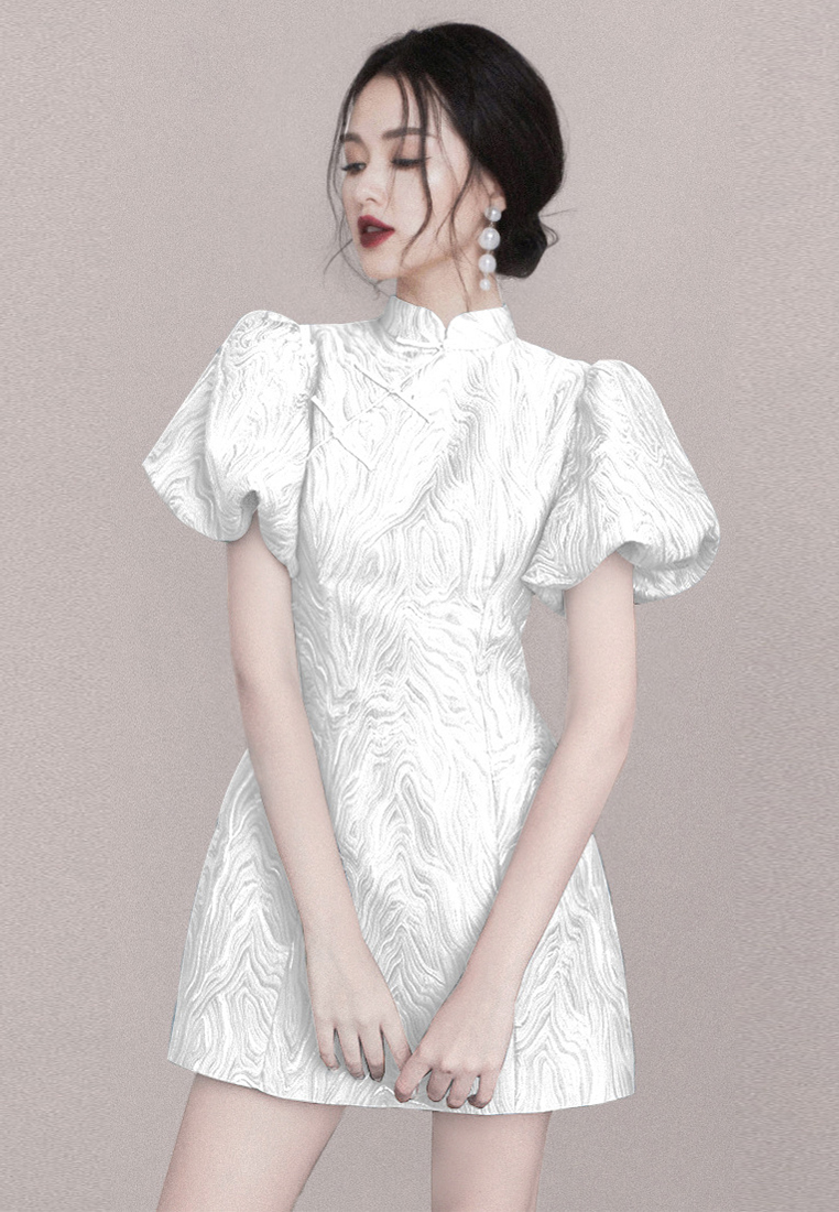 Cheongsam modified short-sleeved dress A021925BL