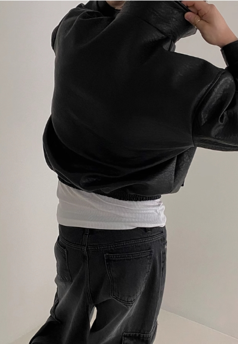 2024 Vintage short leather jacket CA24090325BW