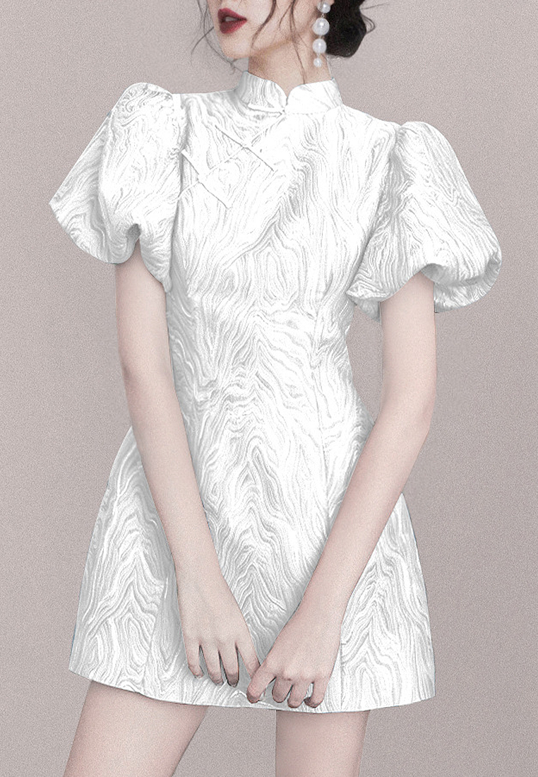 Cheongsam modified short-sleeved dress A021925BL