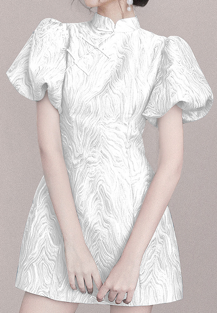 Cheongsam modified short-sleeved dress A021925BL