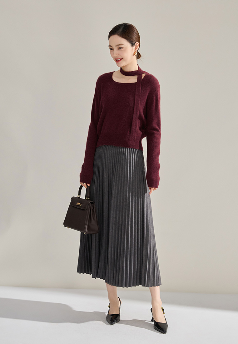 Autumn and winter pleated midi skirt CA25010703KI