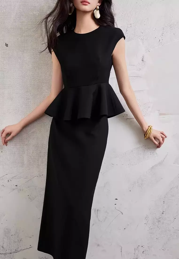 French Hepburn style waist cinched shirt half skirt two-piece set CA24092330W