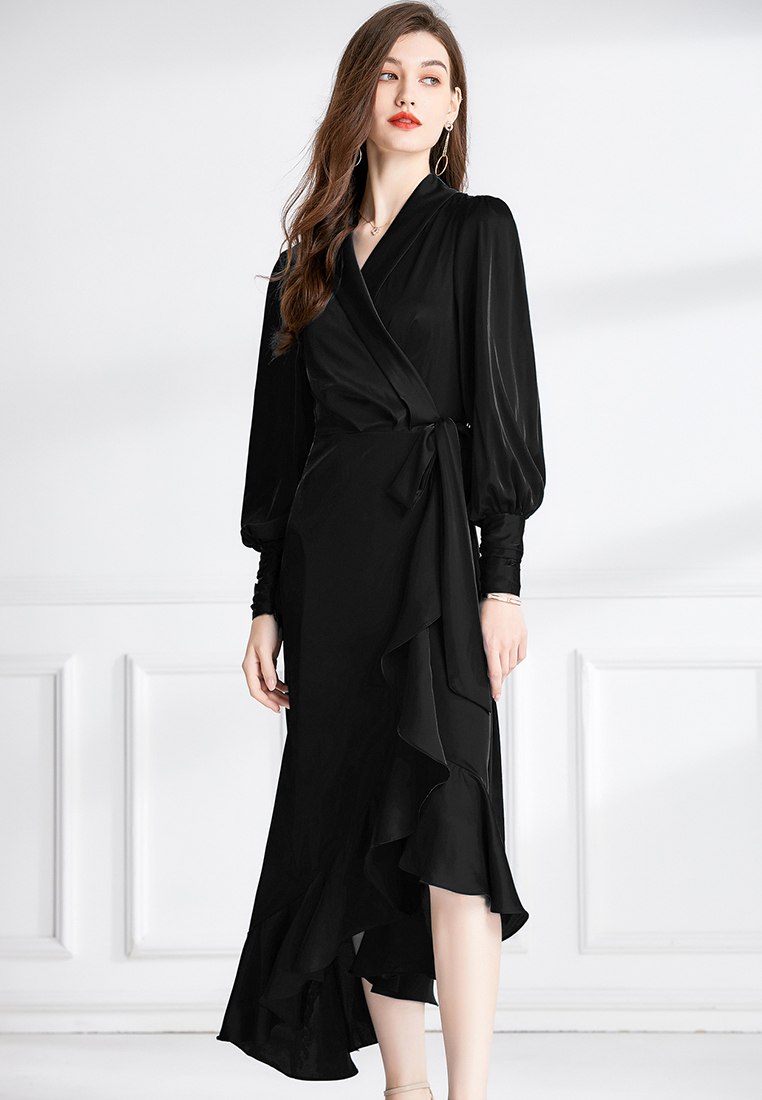 2024 New Bohemian Style Solid Color Dress CA24073126BK