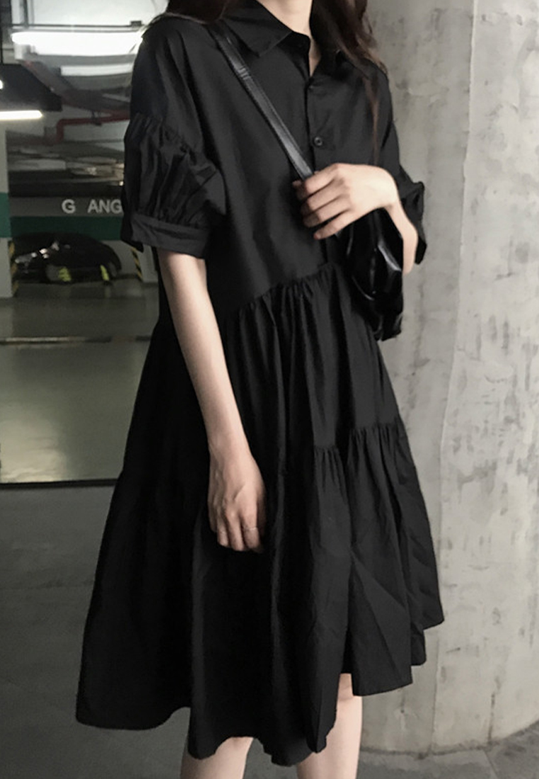 2023 Summer New Vintage French Style Black Plus Size Dress CA061326