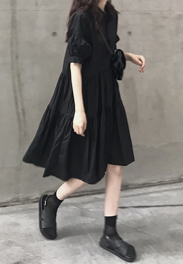 2023 Summer New Vintage French Style Black Plus Size Dress CA061326