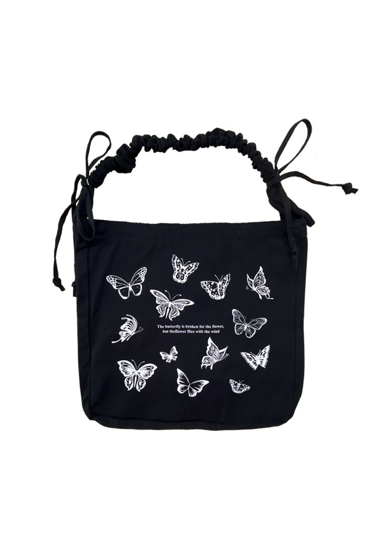 2024 Large capacity black and white crossbody shoulder bag CA24032326BK