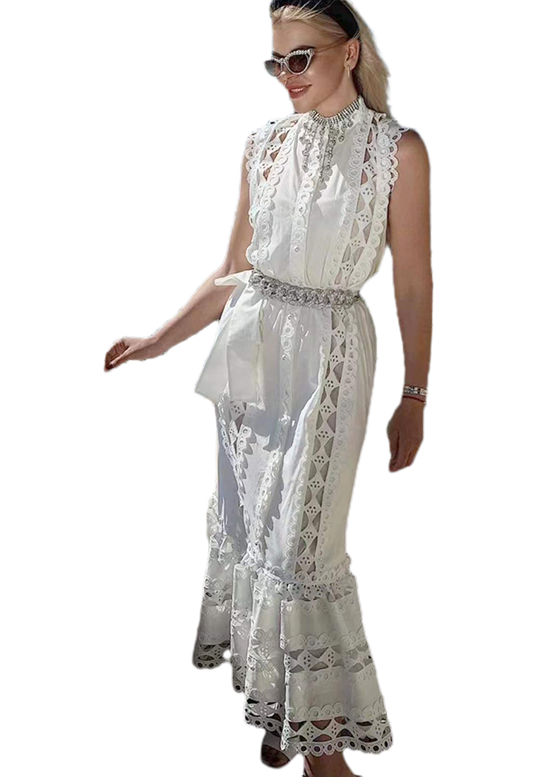 2024 round neck new solid color long dress CA24032626W