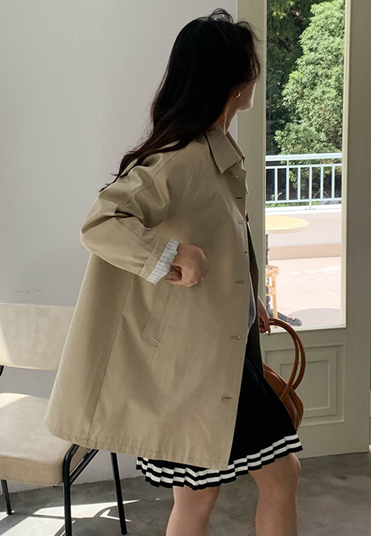 Long lapel casual windbreaker jacket CA24111226BW