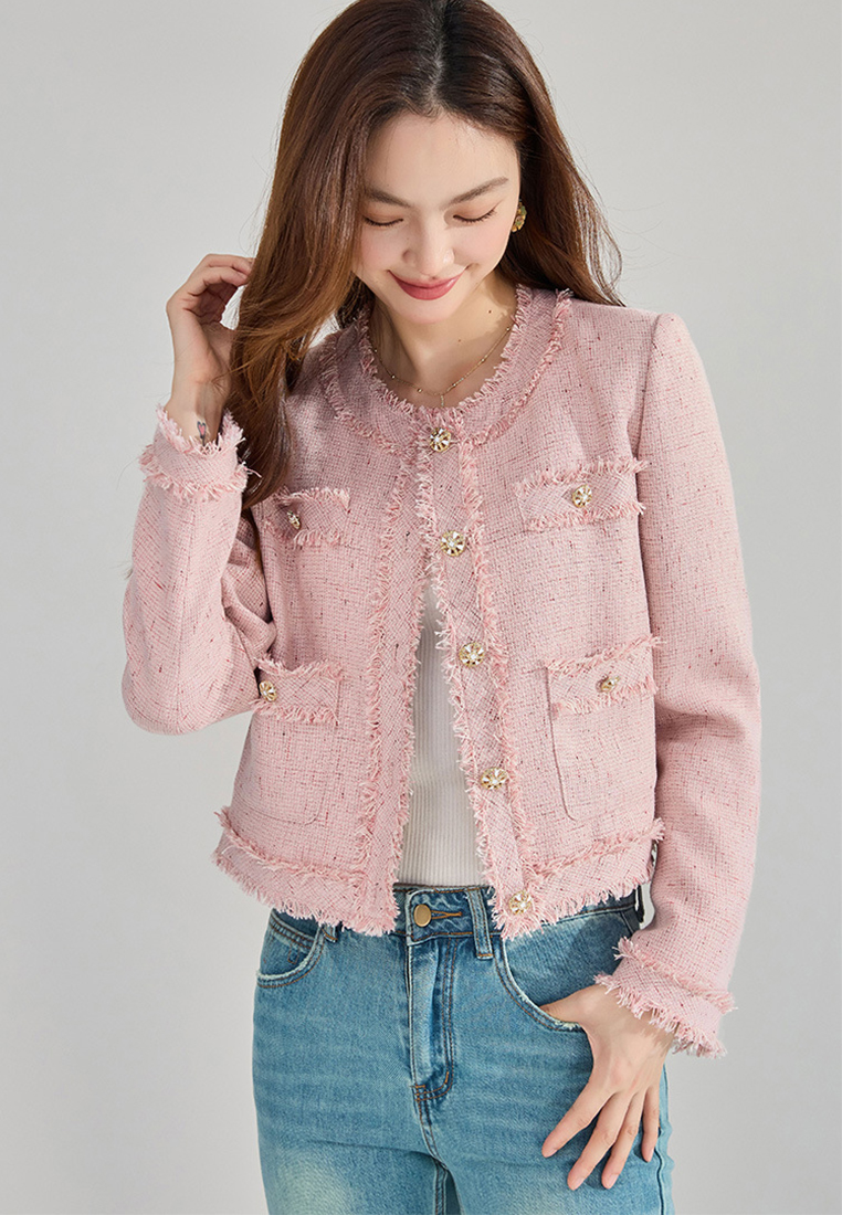 Pink Haired Round Neck Top CA24091126PI