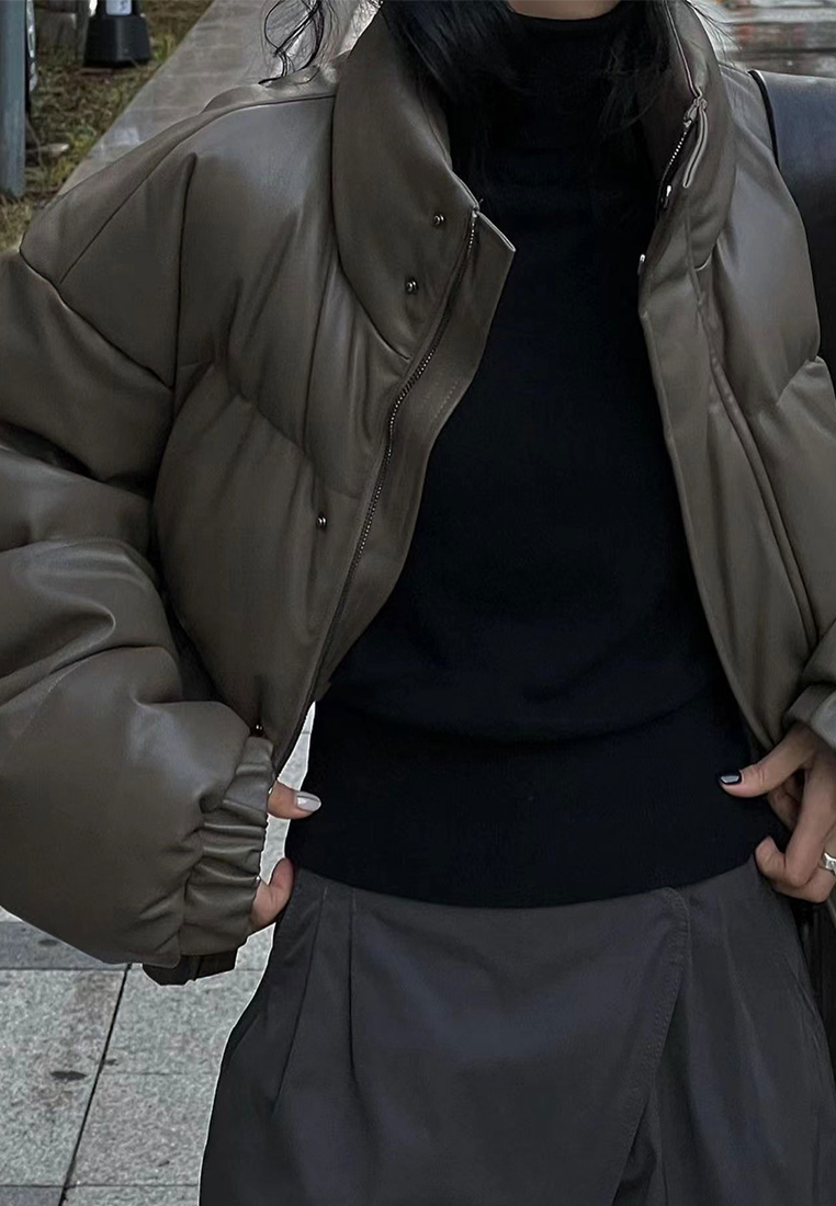 Winter vintage high-end stand up collar warm down jacket CA241128126BK