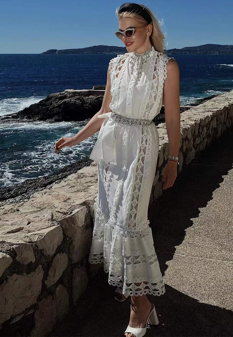 2024 round neck new solid color long dress CA24032626W