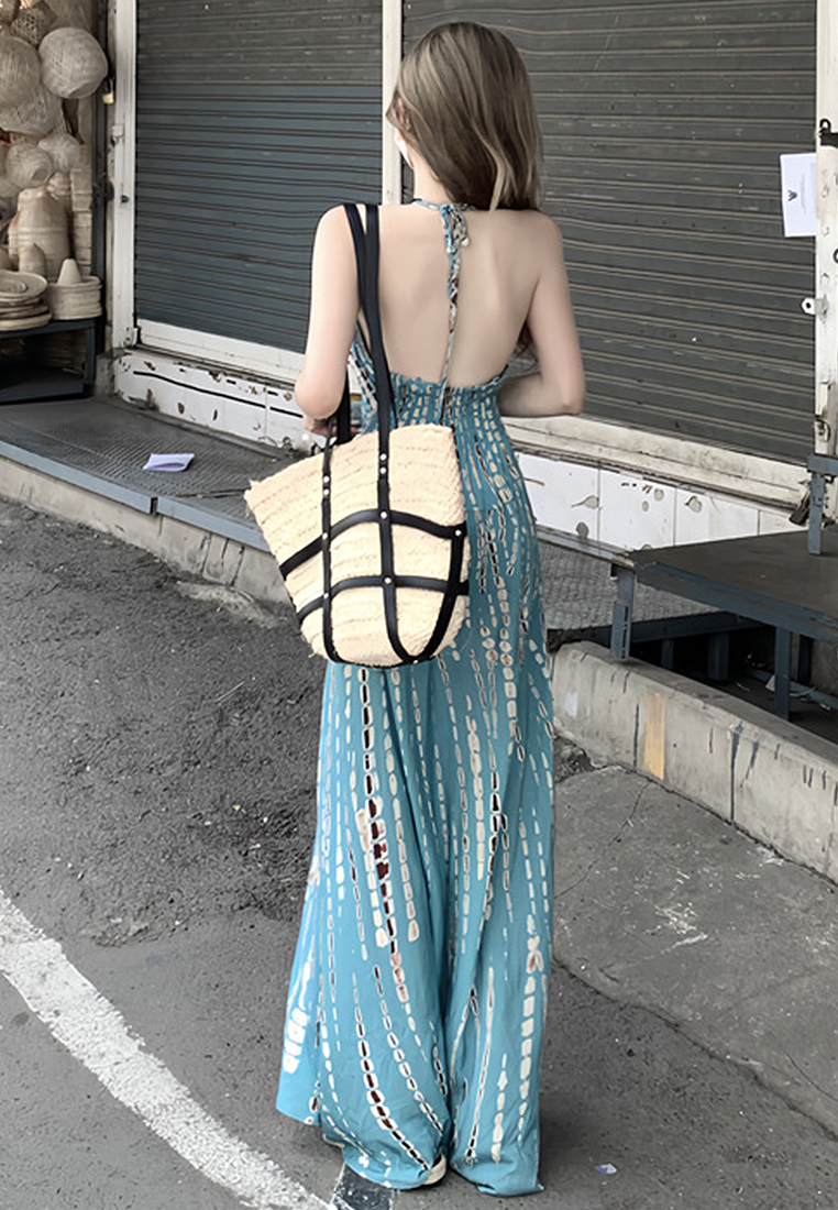 2024 Summer New Print Off Back Style Dress CA24041026BL