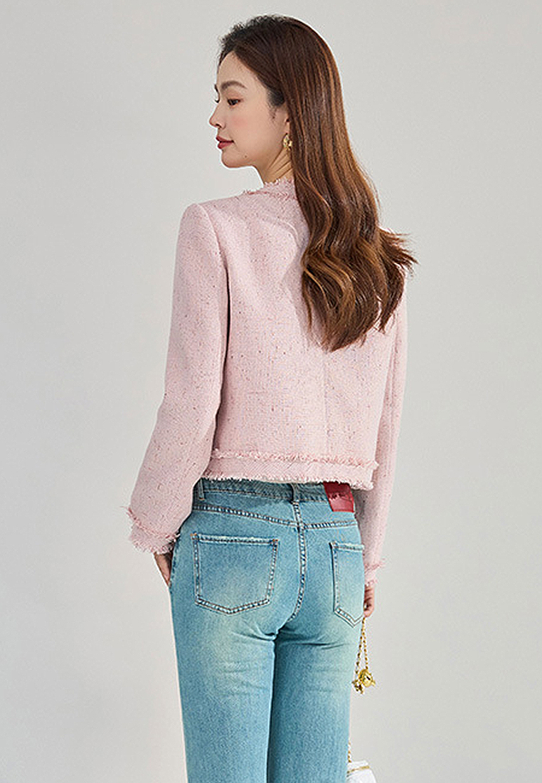 Pink Haired Round Neck Top CA24091126PI