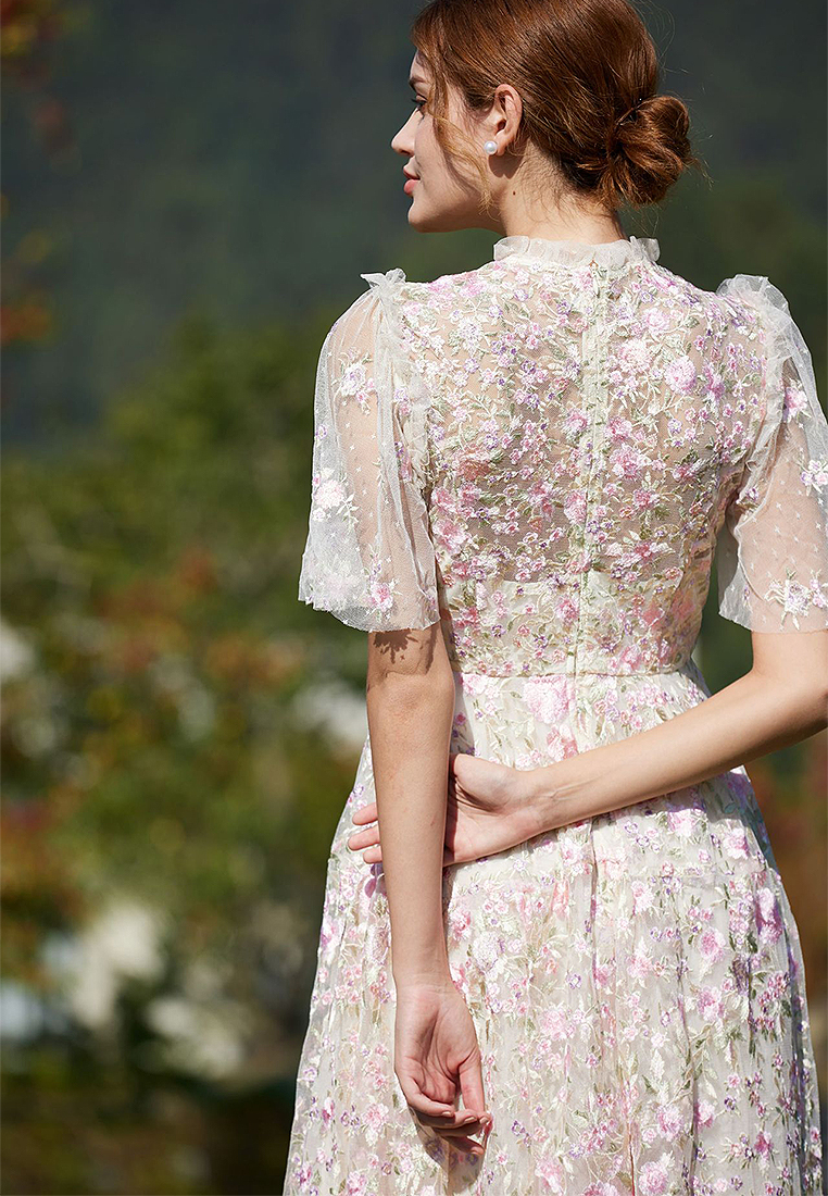 2024 New Cheongsam floral mesh dress CA24031926PI