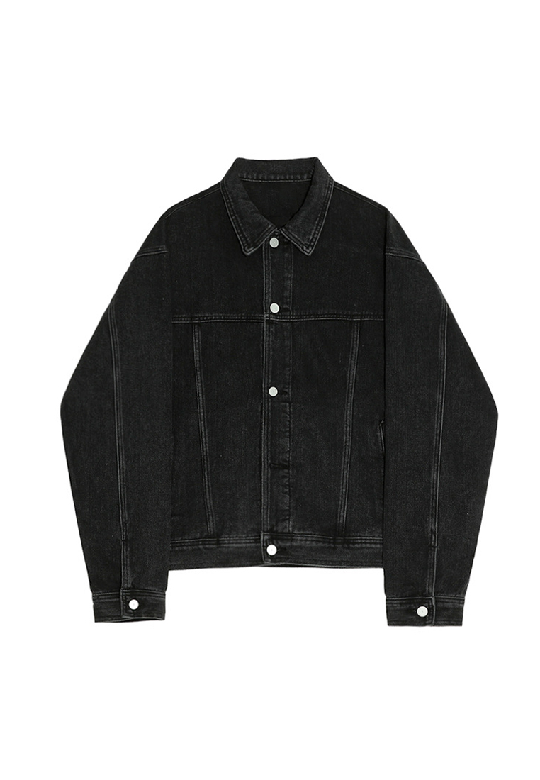 2024 Vintage denim loose short men's top CA24090326BK