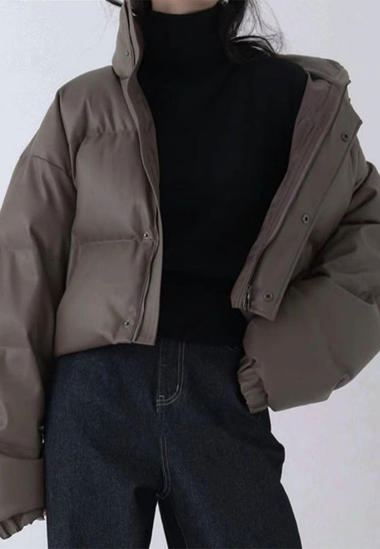 Winter vintage high-end stand up collar warm down jacket CA241128126BK